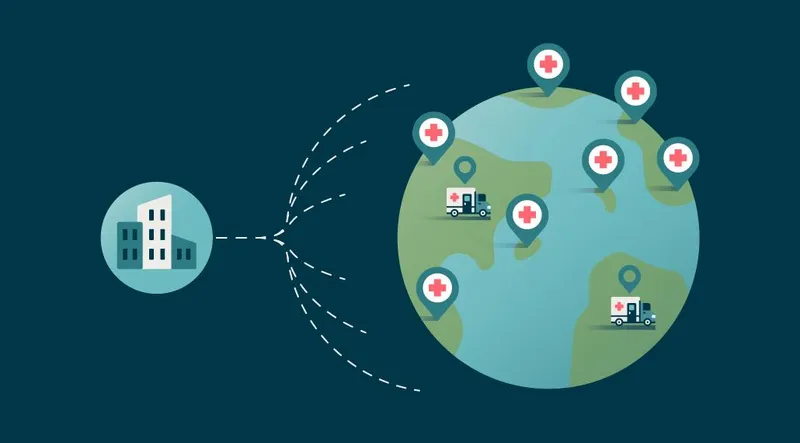 Illustration depicting trials being done at sites across the globe